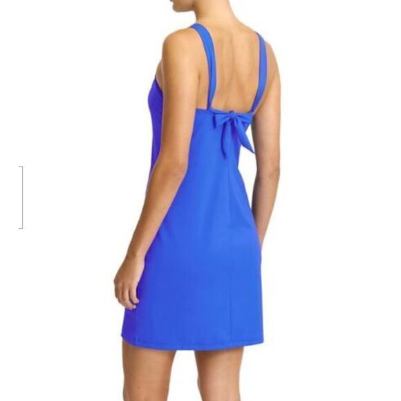 Athleta Womens Size Medium Kokomo Solid Blue Swim Dress Stretch Mini Short Water - Picture 14 of 14